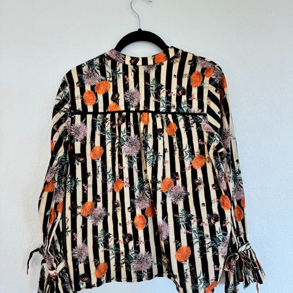 Anthropologie Striped Floral Women's Button Up Shirt Size XS - Picture 4 of 5